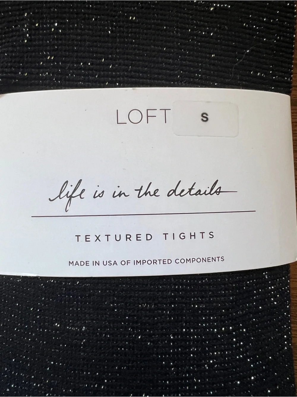NWT- LOFT Black Textured Shimmery Tights- Size Small